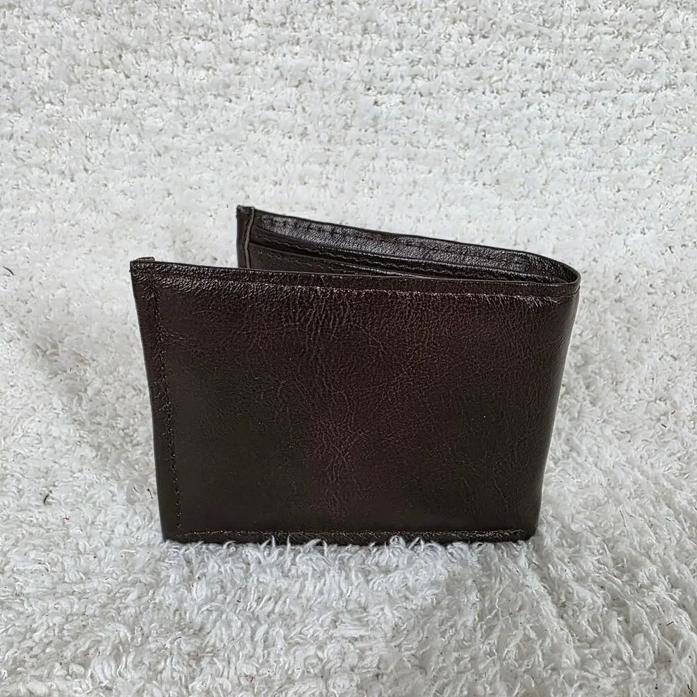 Men's Genuine Leather Bi-Fold Wallet Chocolate Brown Design Made in Mexico